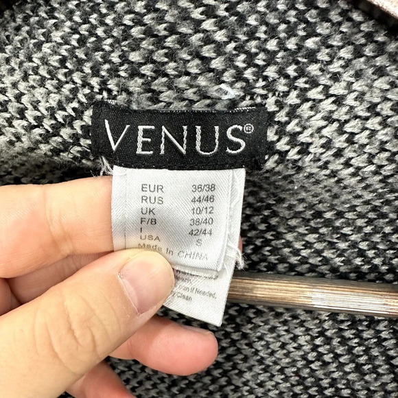 Venus Open Front Cardigan Women Small Black Plaid Waterfall‎ Oversized Academia - Picture 3 of 6